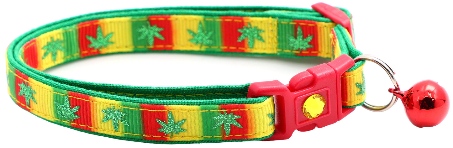 Marijuana Leaves Breakaway Cat Collar-17