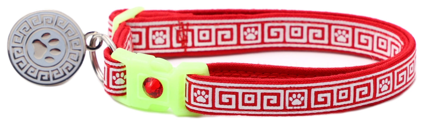 Greek Key Breakaway Cat Collar-16