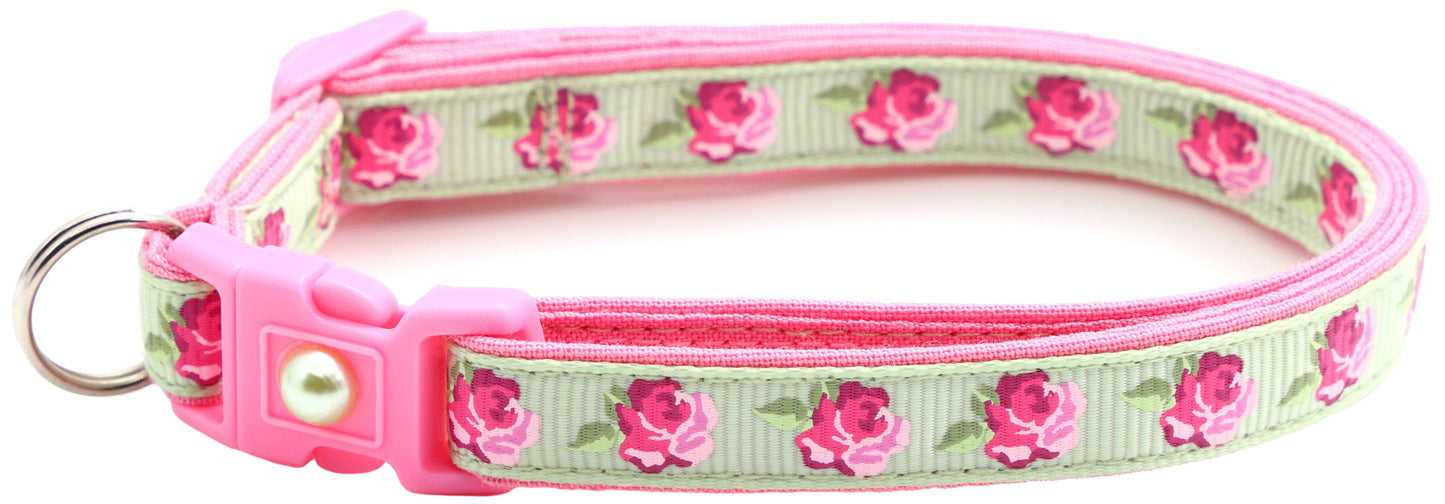 Pink Tea Party Roses Breakaway Cat Collar-3