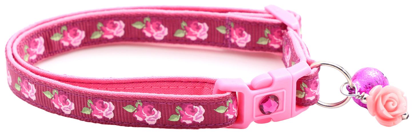 Pink Tea Party Roses Breakaway Cat Collar-25