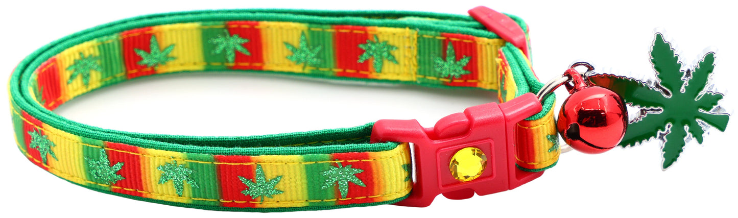 Marijuana Leaves Breakaway Cat Collar-51