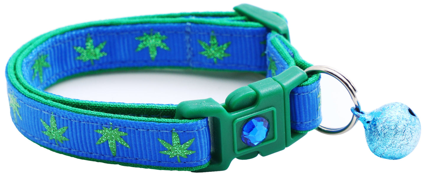 Marijuana Leaves Breakaway Cat Collar-12