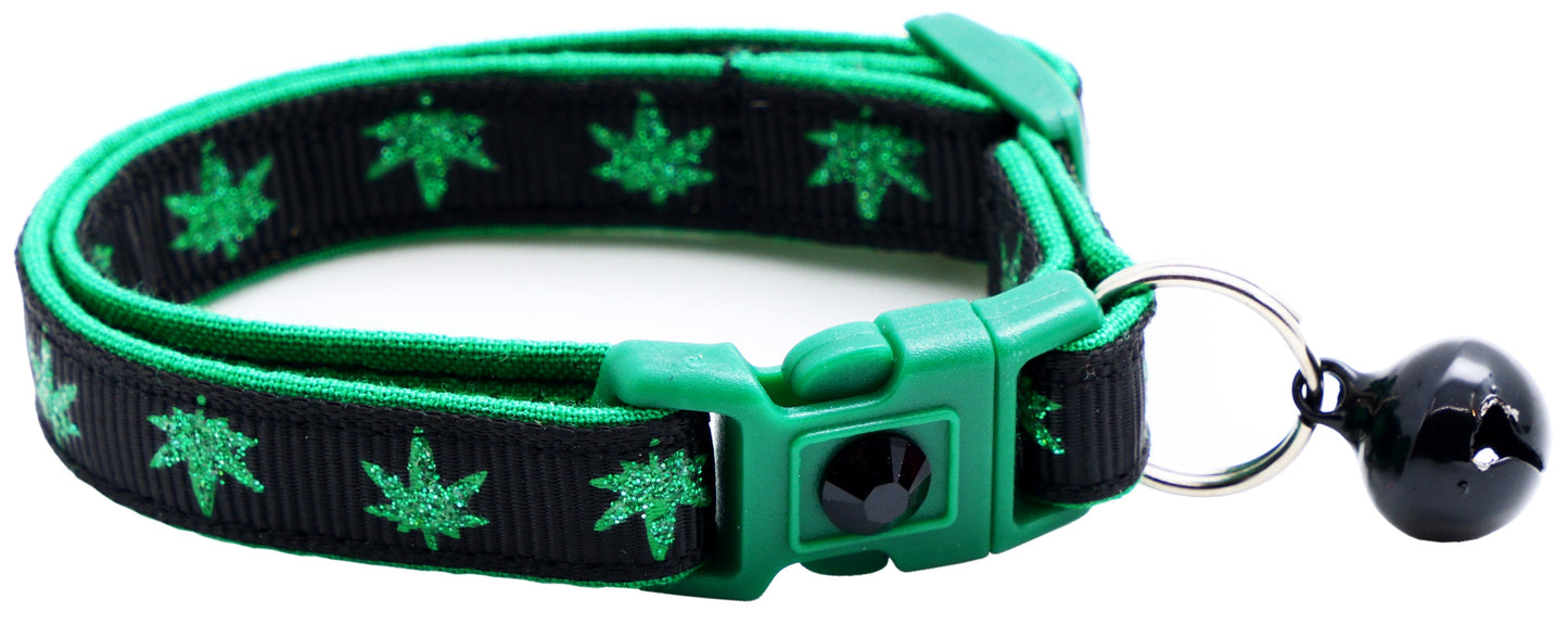 Marijuana Leaves Breakaway Cat Collar-6