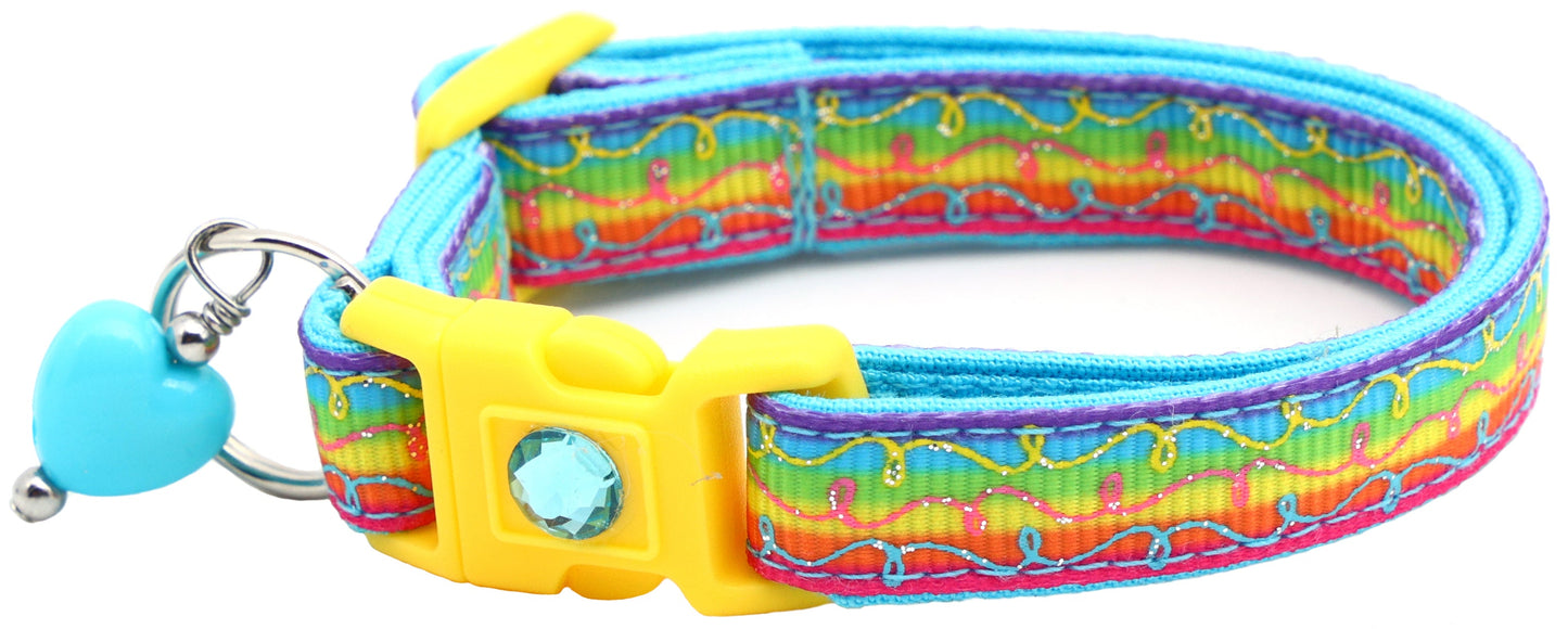 Rainbow Doodle Swirls Cat Collar-2
