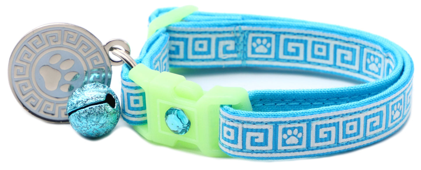 Greek Key Breakaway Cat Collar-36