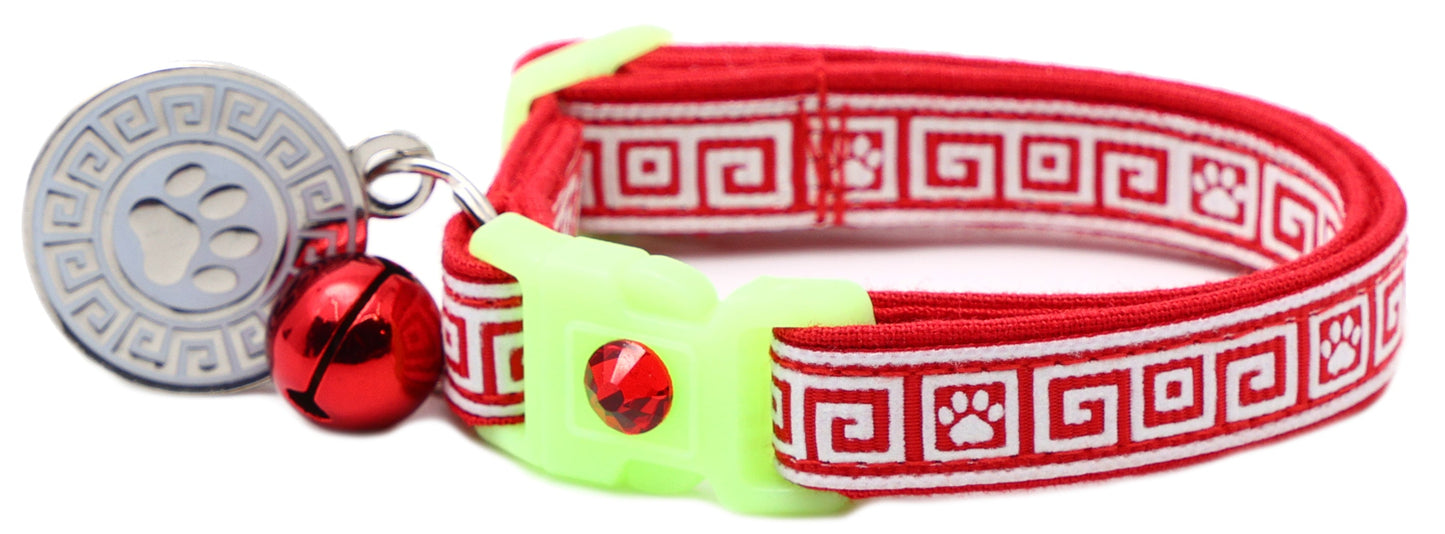 Greek Key Breakaway Cat Collar-34