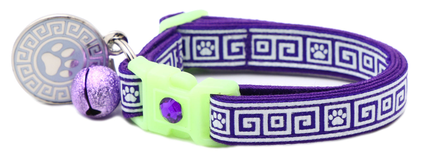 Greek Key Breakaway Cat Collar-37