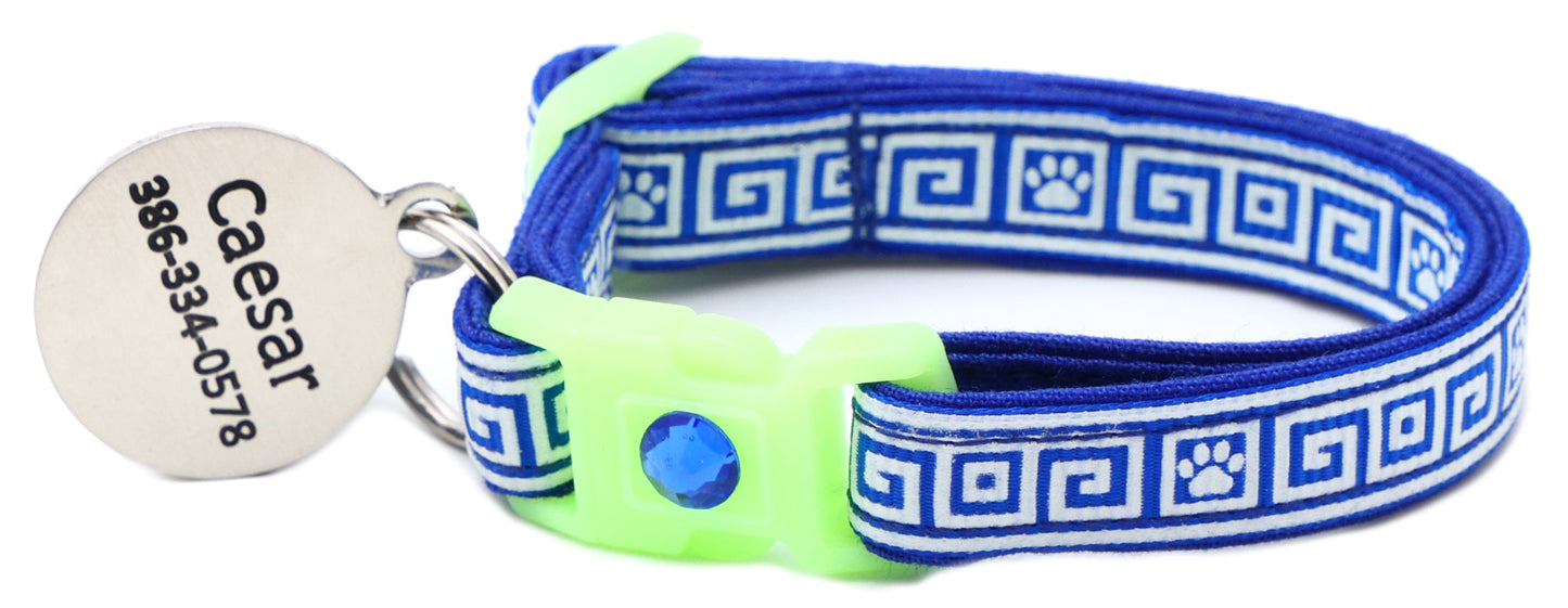 Greek Key Breakaway Cat Collar-41
