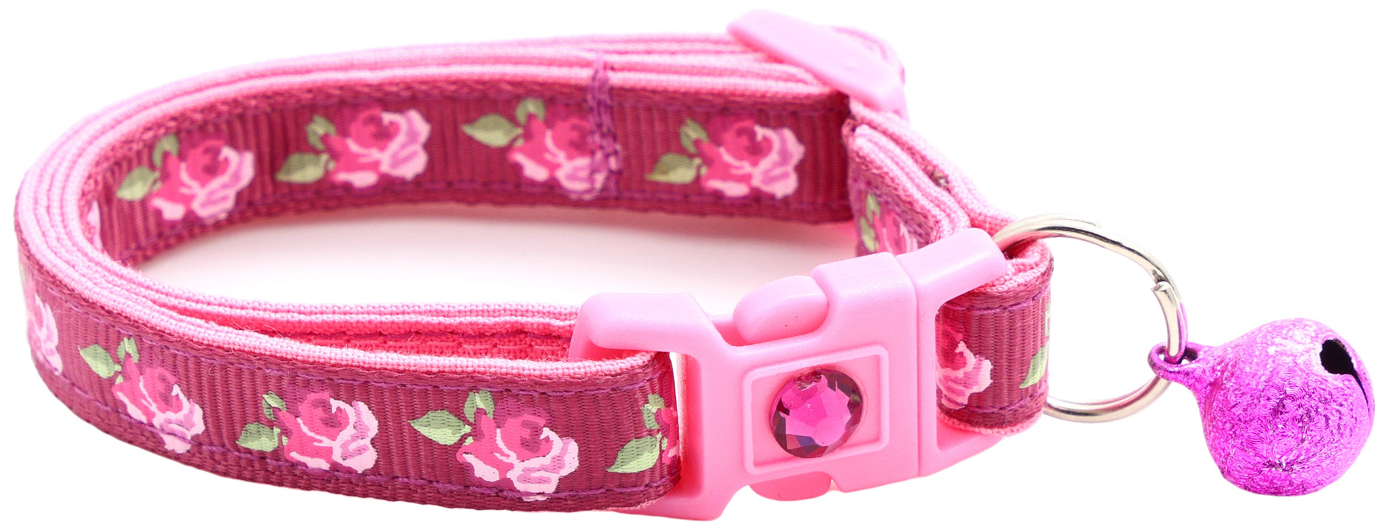 Pink Tea Party Roses Breakaway Cat Collar-8
