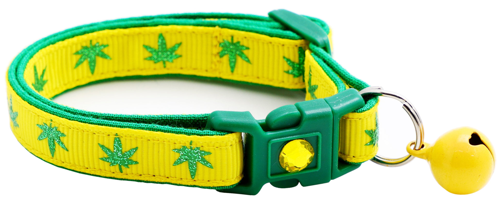 Marijuana Leaves Breakaway Cat Collar-11