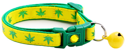 Marijuana Leaves Breakaway Cat Collar-11