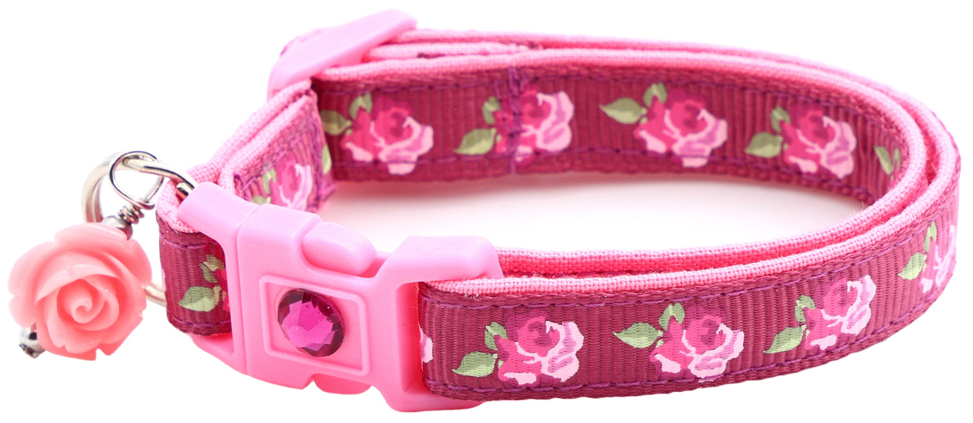Pink Tea Party Roses Breakaway Cat Collar-15