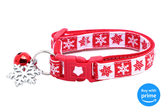 Red and White Snow Stripes Safety Cat Collar-0